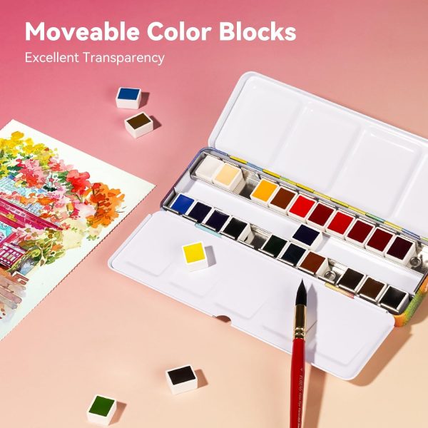 Paul Rubens Watercolor Paint Set, 24 Colors Solid Watercolor Paint, Easy To Blend And Diffuse Watercolor Palette, Compact And Portable Travel Watercolor Set Suitable For Beginners And Professionals - Image 3