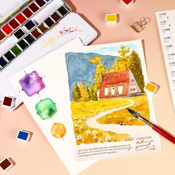 Paul Rubens Watercolor Paint Set, 24 Colors Solid Watercolor Paint, Easy To Blend And Diffuse Watercolor Palette, Compact And Portable Travel Watercolor Set Suitable For Beginners And Professionals - Image 7