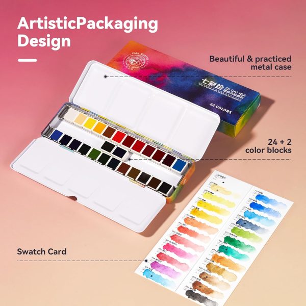Paul Rubens Watercolor Paint Set, 24 Colors Solid Watercolor Paint, Easy To Blend And Diffuse Watercolor Palette, Compact And Portable Travel Watercolor Set Suitable For Beginners And Professionals - Image 9